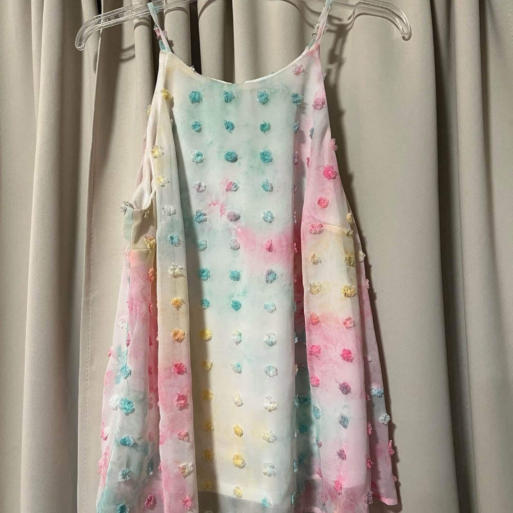 Multicolor Pom-Pom Chiffon Tanktop